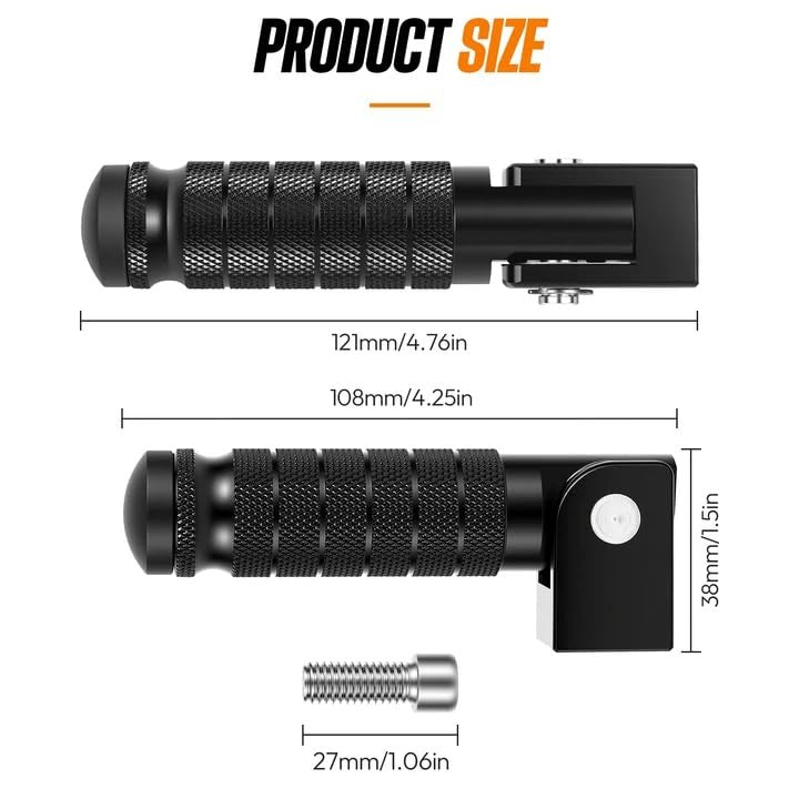 M8 Motorcycle Foot Pegs 2-Pack Foldable Anti-Skid Bike Pegs for Motorcycles & ATVs