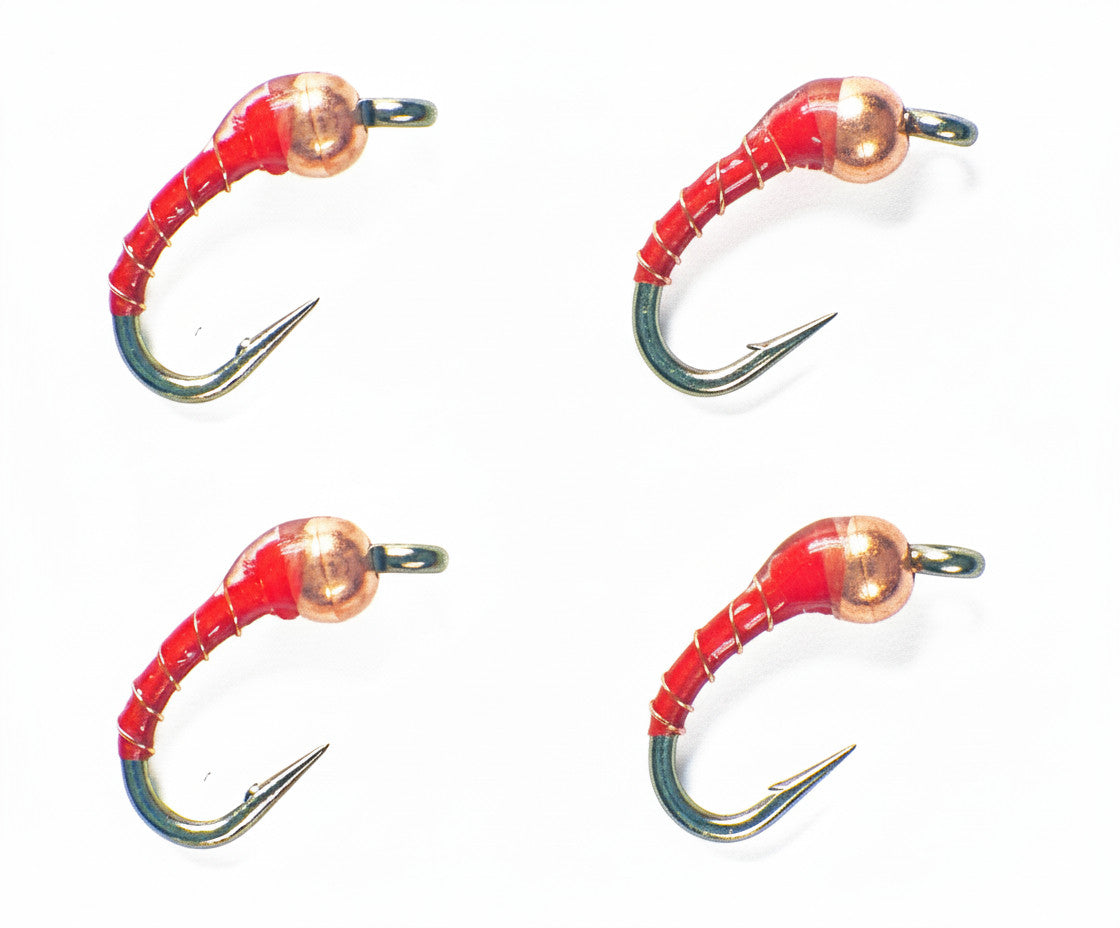 Copper Red Tungsten Midge Nymphs Fly Fishing Flies - Premium Trout Lures #20