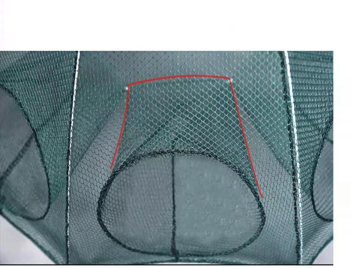 Foldable Fishing Bait Trap Crab Net Crawdad Shrimp Cage with Six Entrances