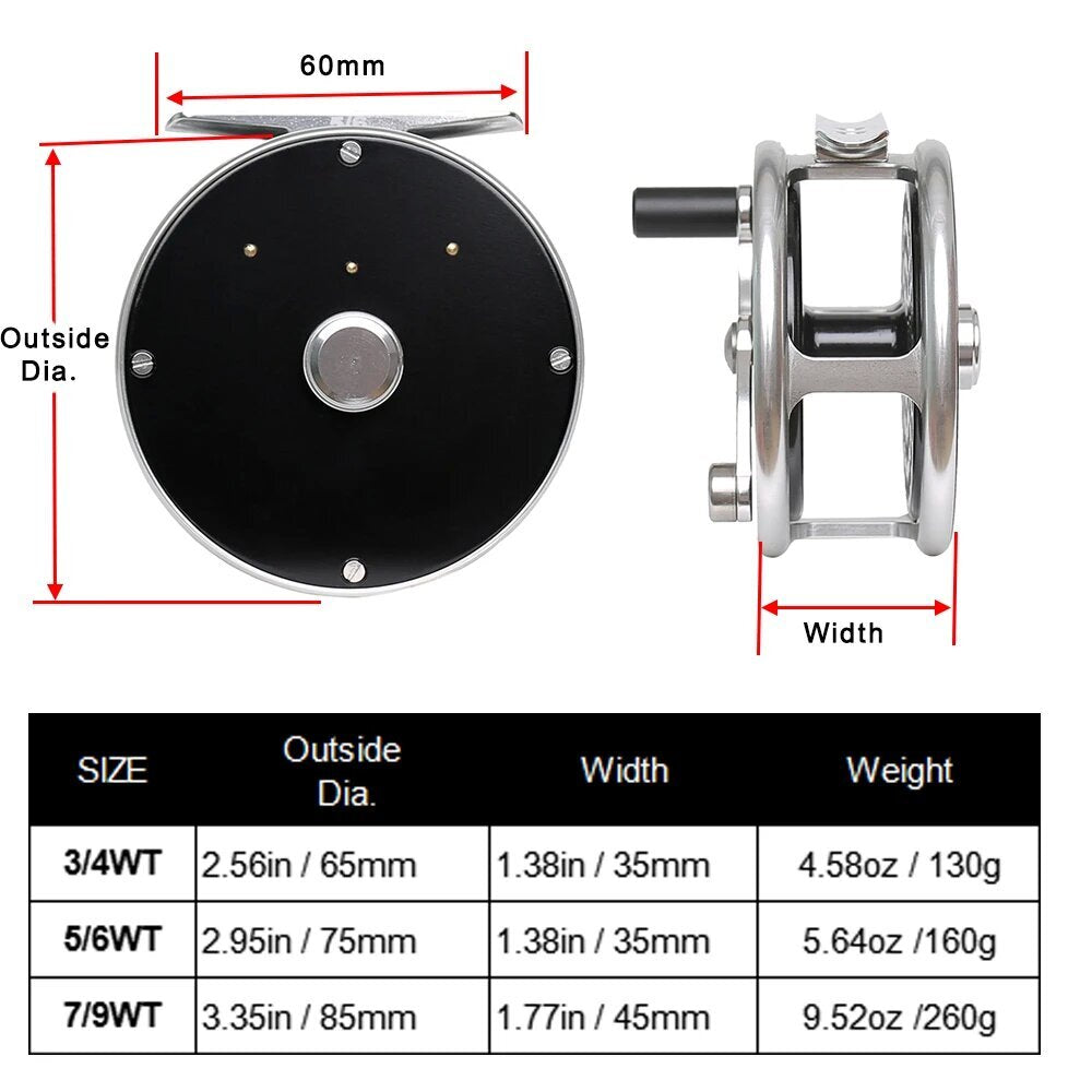 Fly Fishing Reel Classic Design, Left & Right Hand Conversion Trout Reel