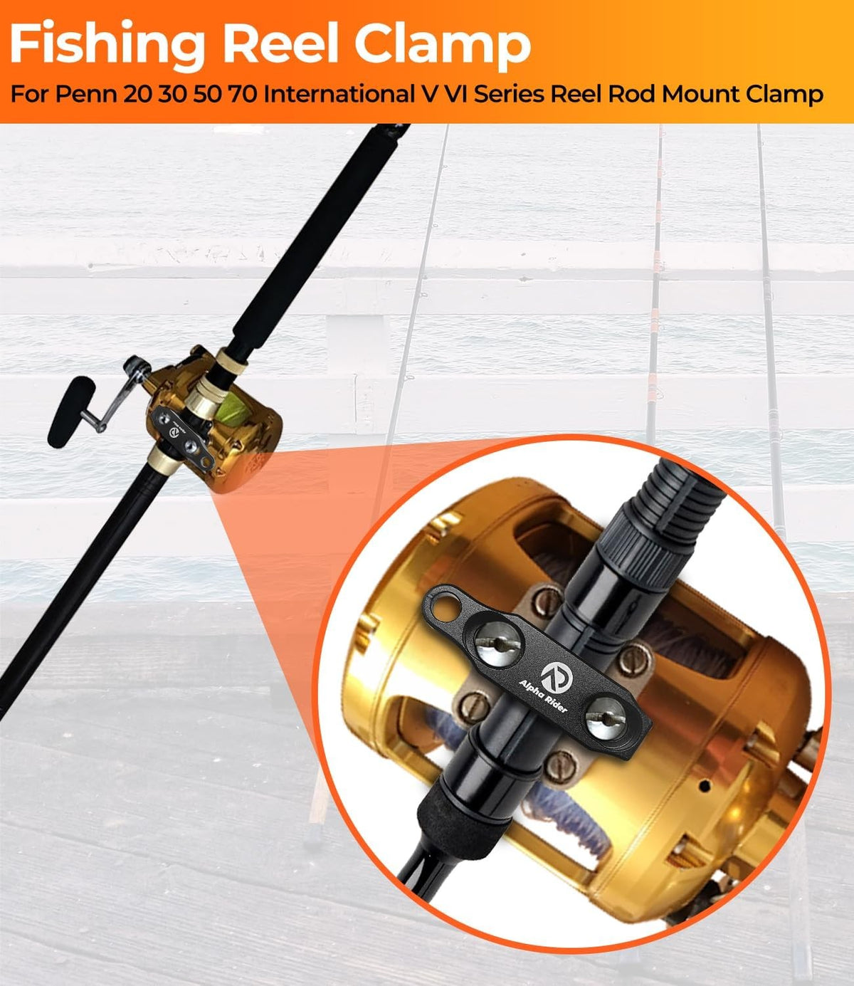 Fishing Reel Clamp for PENN International 20-70 Series - Anodized Aluminum