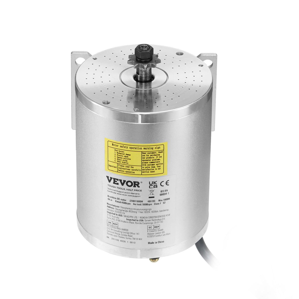 1800W Brushless DC Motor Kit for Electric Bikes and Scooters 48V