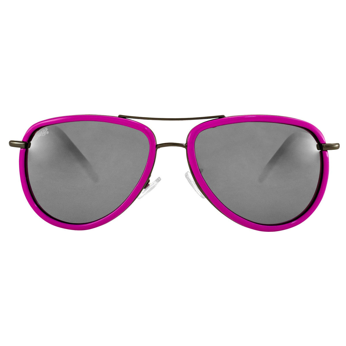 Women's Aviator Sunglasses Pink Chrome Frame Flash Mirror Lens