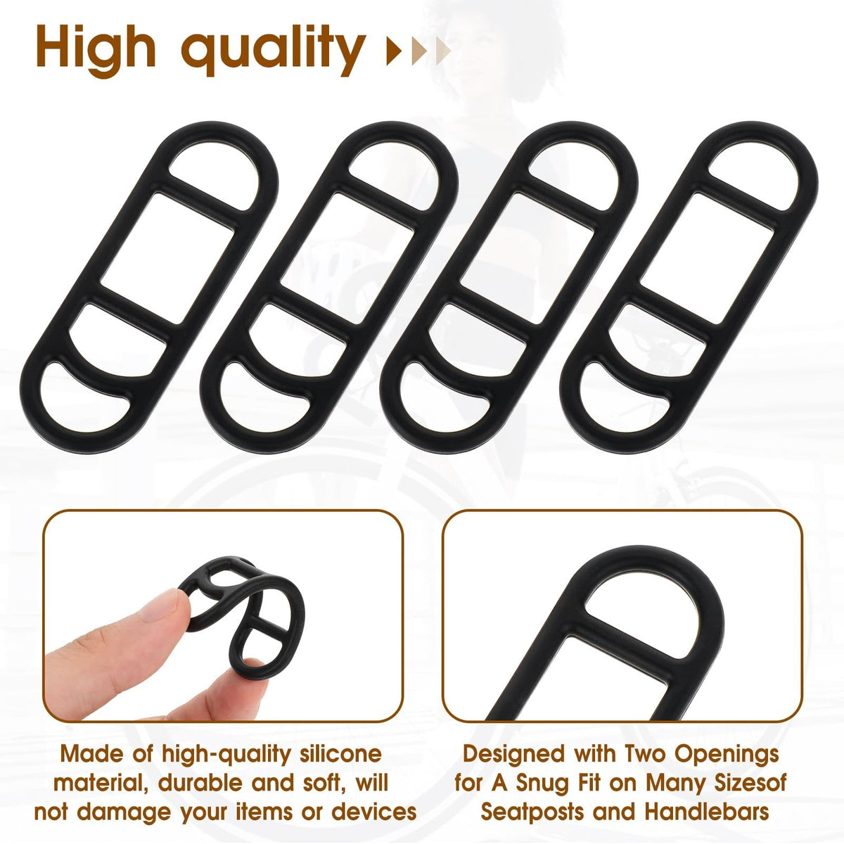 Bike Light Silicone Mount Straps - Replacement Rubber Bands for Bicycle Lights