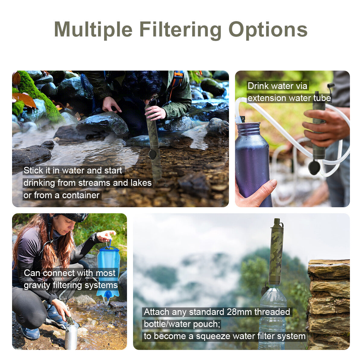 Personal Water Filter Straw for Camping Hiking Emergency Survival Purifier