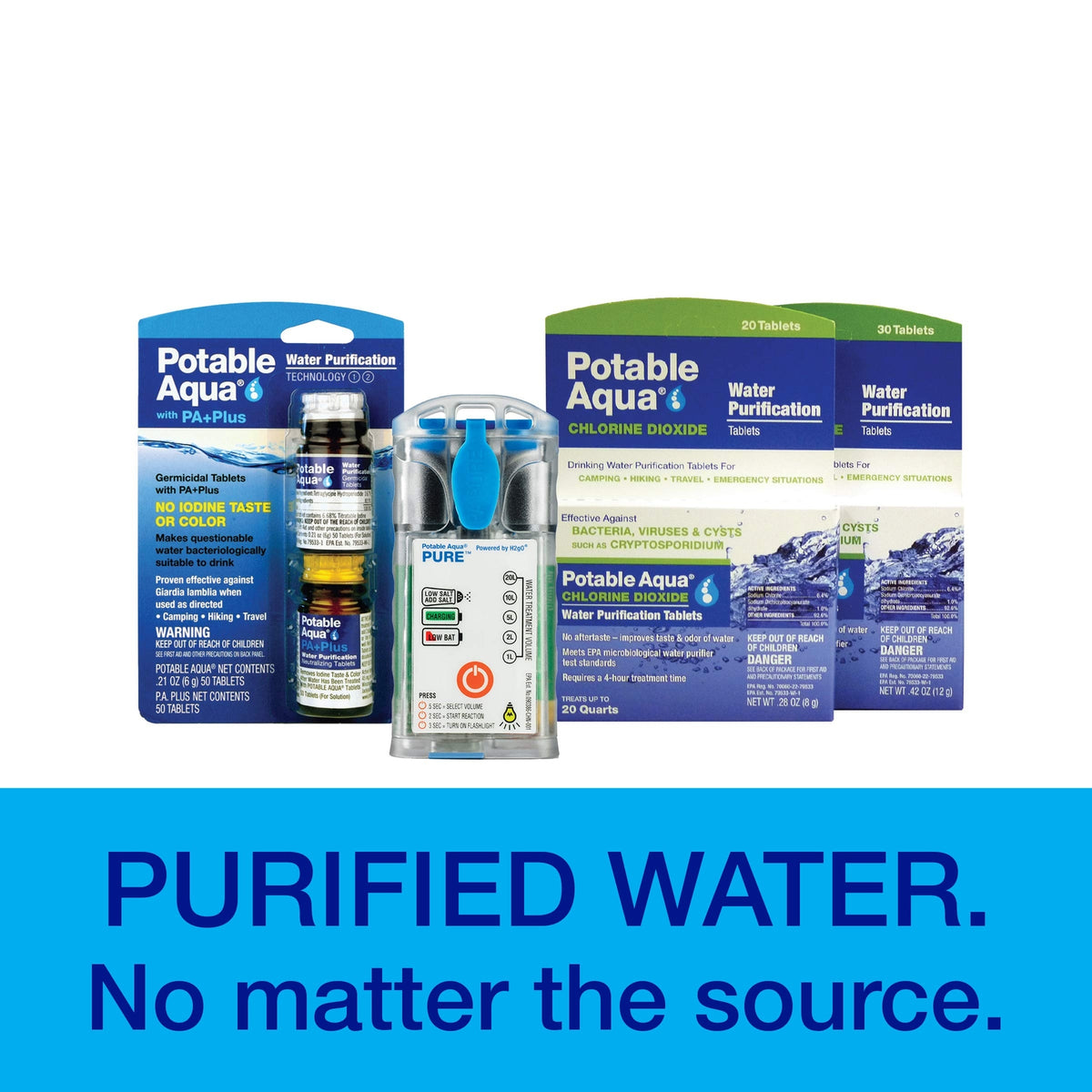 Water Purification Tablets - 50 Count Emergency Drinking Water Treatment