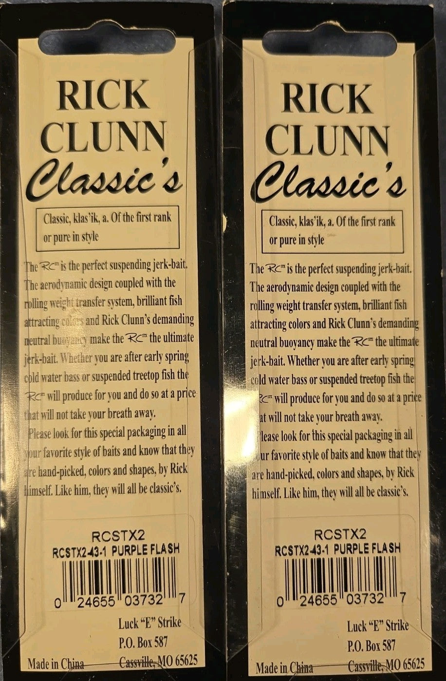 Luck E Strike Rick Clunn's Discontinued 3.5-Inch Purple Flash Jerkbait Set