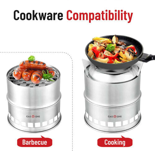 Portable Wood Burning Stove Stainless Steel Camping Stove Outdoor Cooking
