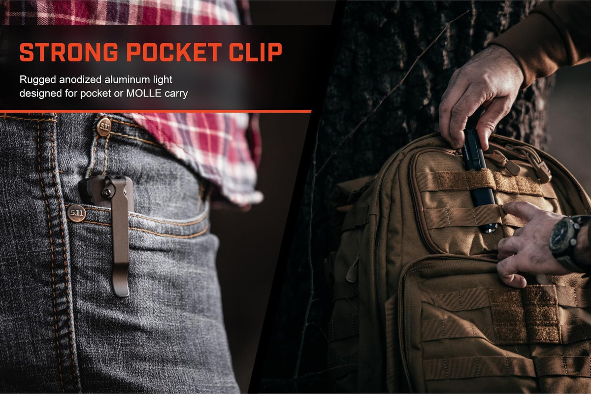 Rechargeable LED Pocket Light with 1000 Lumens, Waterproof, Coyote