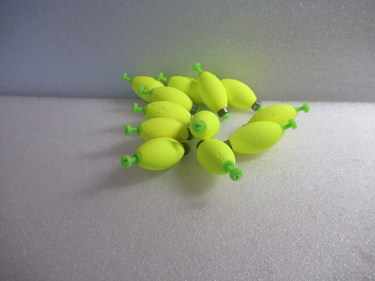 12 Pack 1.5-Inch Fishing Floats Oval Weighted Foam Snaps - Multiple Colors