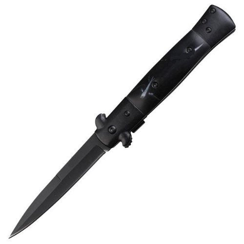 Spring Assisted Stiletto Pocket Knife with Pearl Handle - 9 Inch