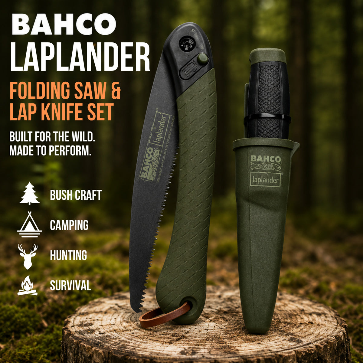 Folding Saw & Knife Set for Camping Hunting Bushcraft Outdoor Gear