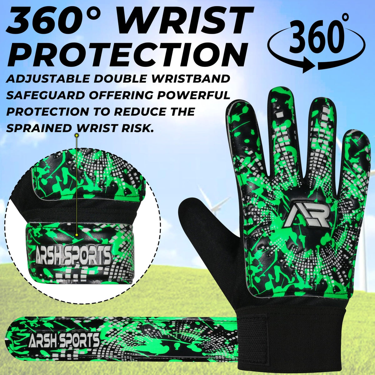 Soccer Goalkeeper Gloves Size 7 for Adults, Green - Grip & Protection