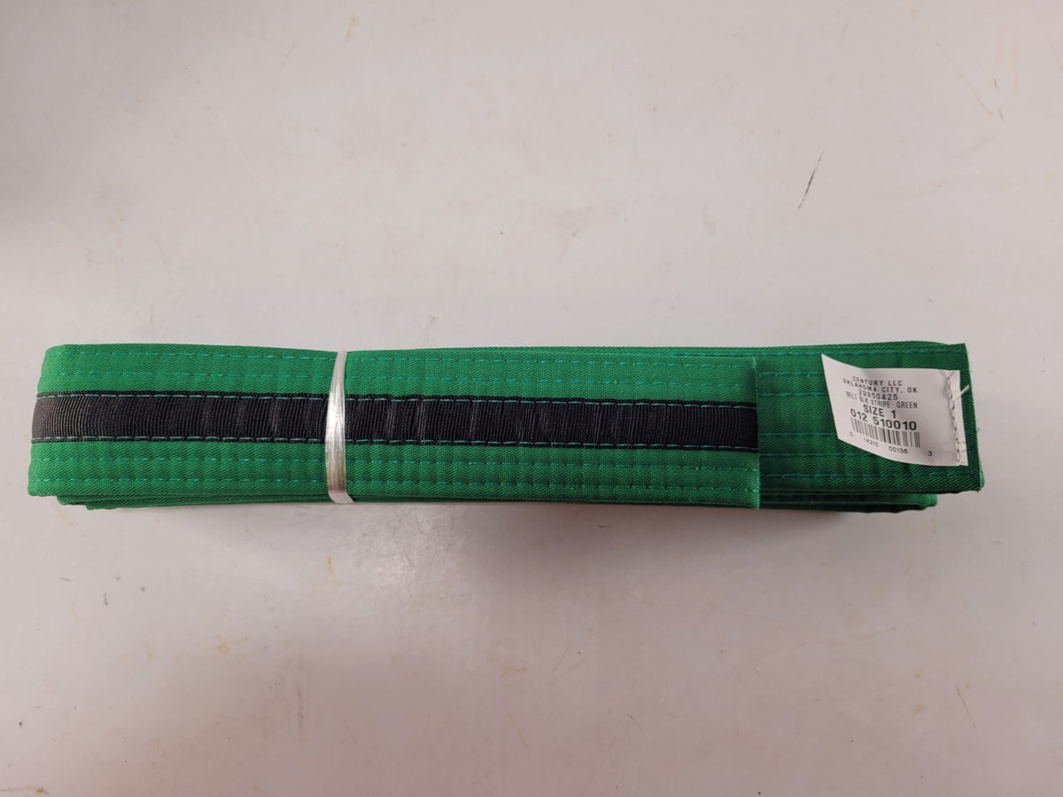 Martial Arts Belt Wide Double Wrap Solid Green with Black Stripe Sz1