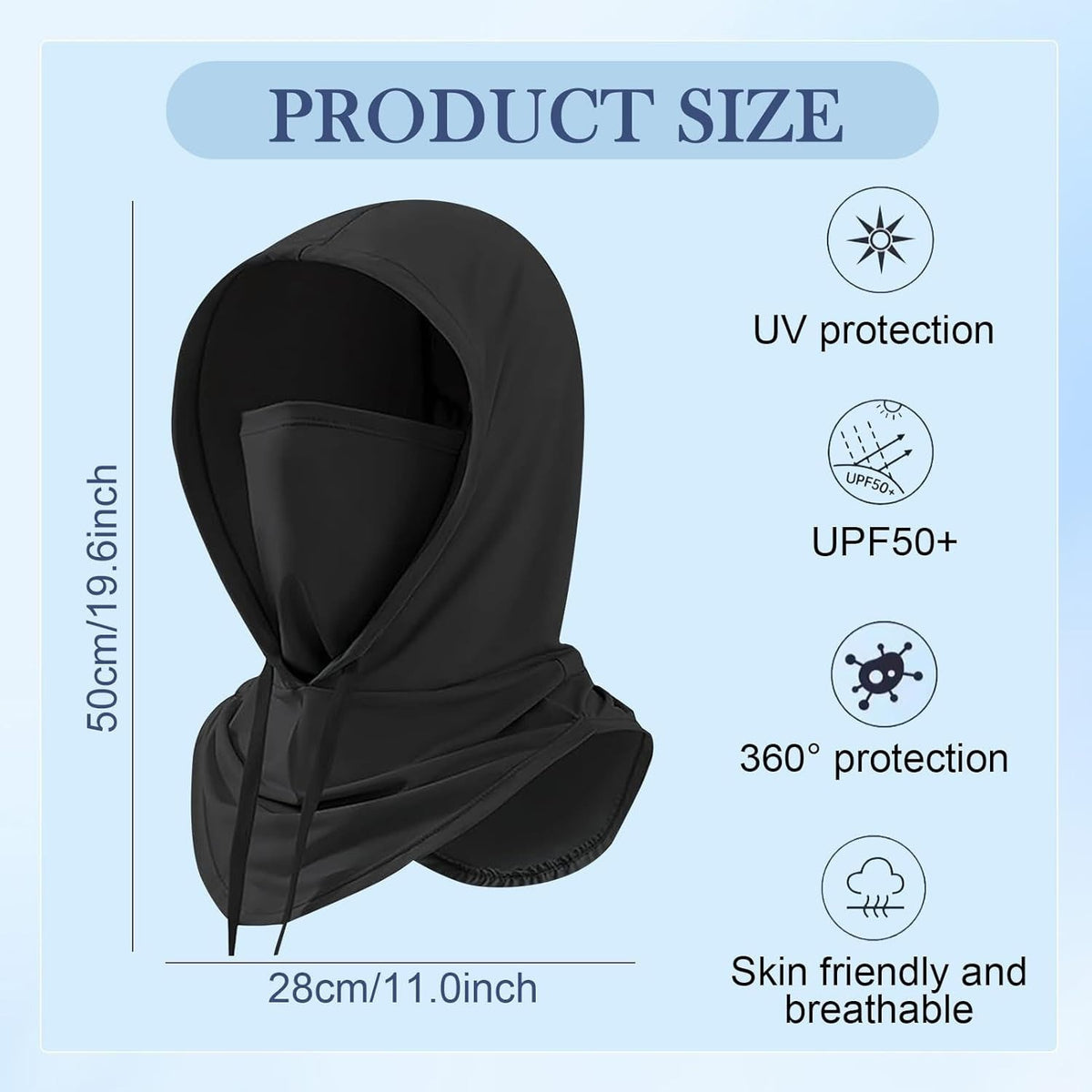 UV Protection Cooling Balaclava Face Mask 3-in-1 Full Head Cover for Sun Outdoor Activities
