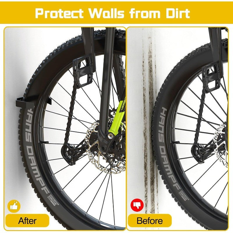 Wall Mount Bicycle Hangers Set of 2 - Space-Saving Vertical Bike Racks