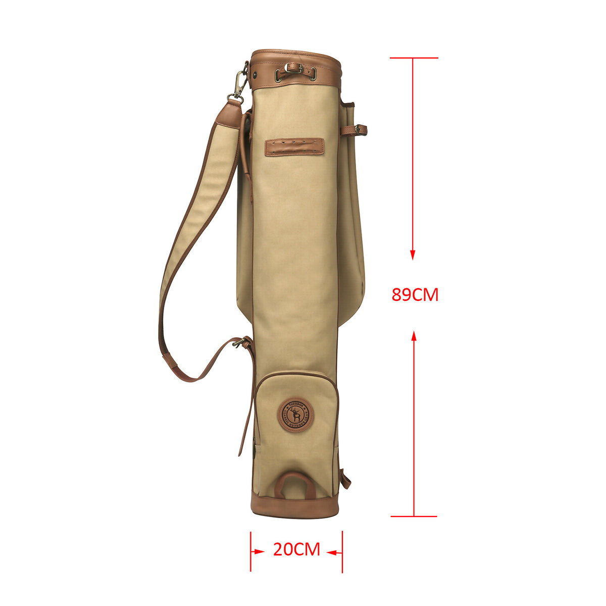 Vintage Canvas Leather Golf Bag with Padded Straps and Accessories