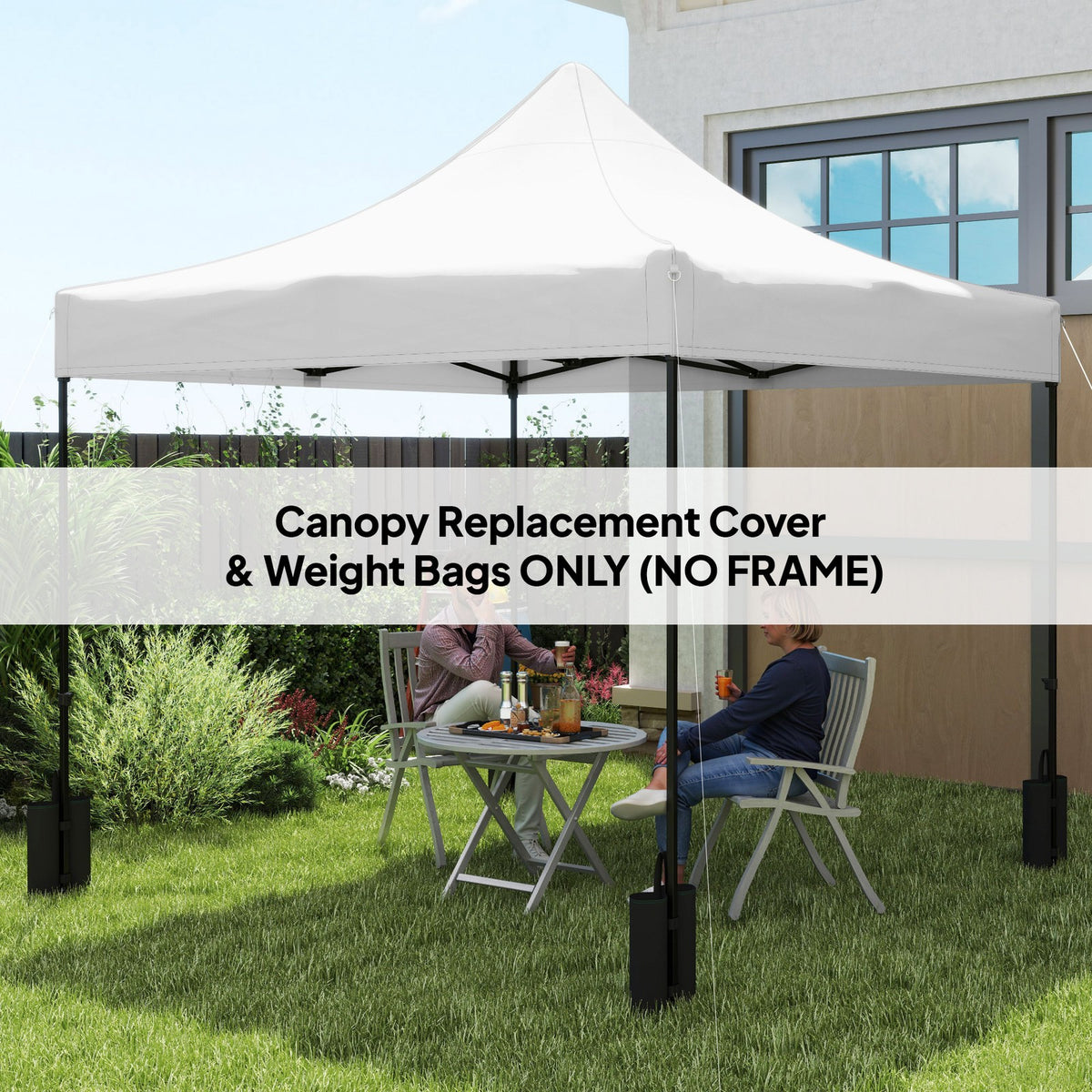 10x10 Pop Up Canopy Replacement Top with Weight Bags - White