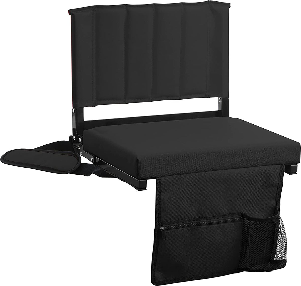 Padded Stadium Seat with Back Support, Cup Holder, Shoulder Strap
