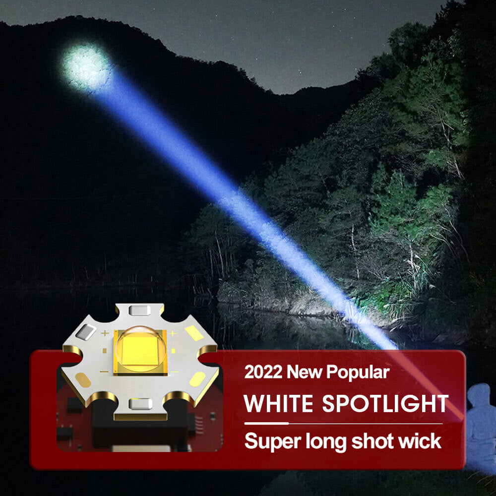 Rechargeable 1,000,000 Lumens LED Tactical Flashlight with COB Side Light and Long Range Beam