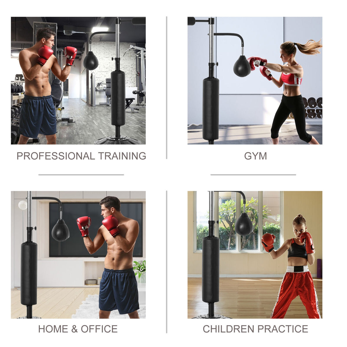 Adjustable Freestanding Boxing Punching Bag Set with Speed Balls and Reflex Bar