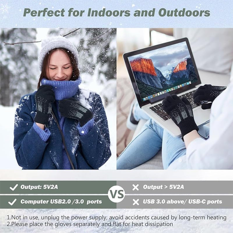 Rechargeable Heated Gloves for Winter Outdoor Activities - Windproof & Touchscreen Compatible