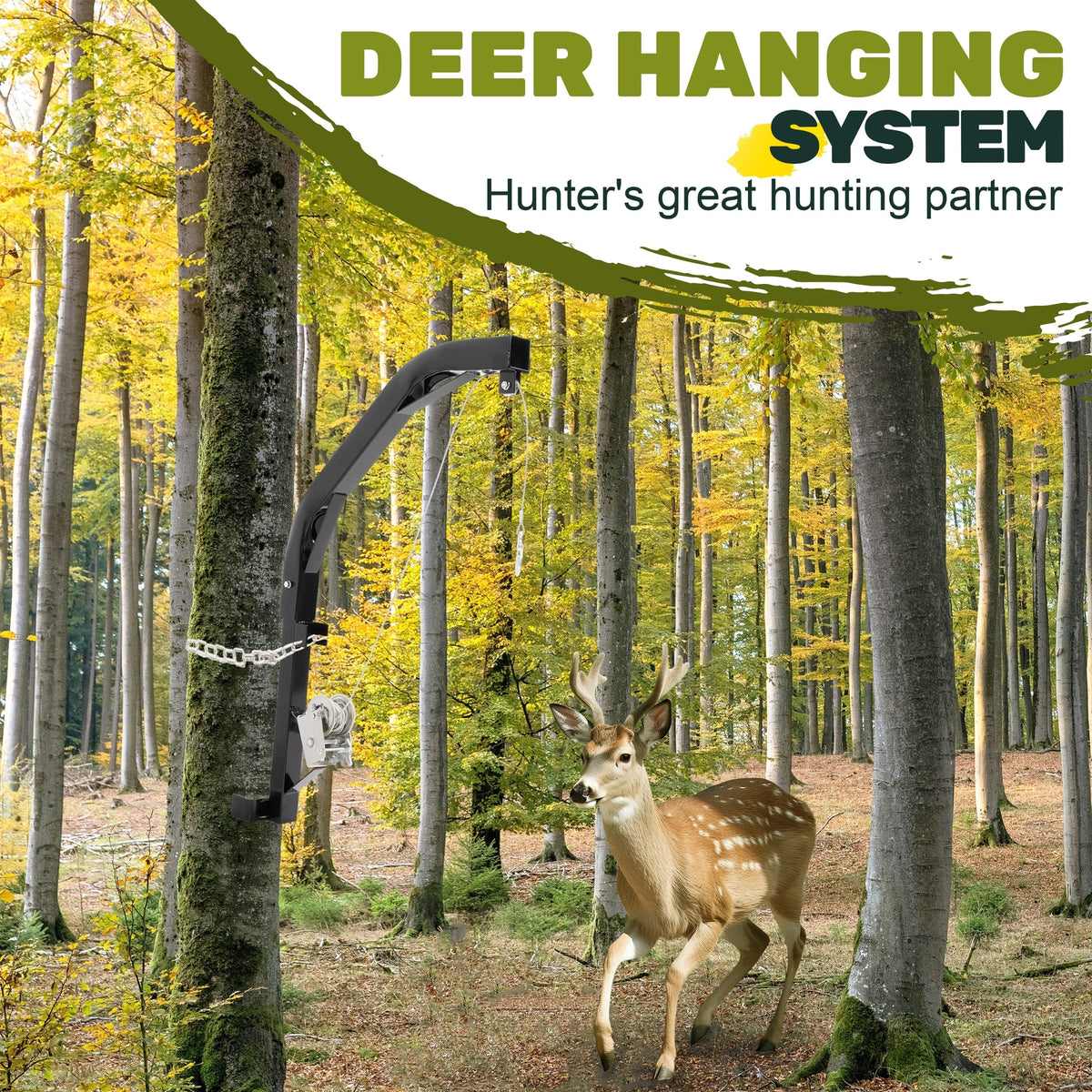 Tree Mounted Deer Hoist for Hunting 400LBS Game Lift Winch, 23FT Steel