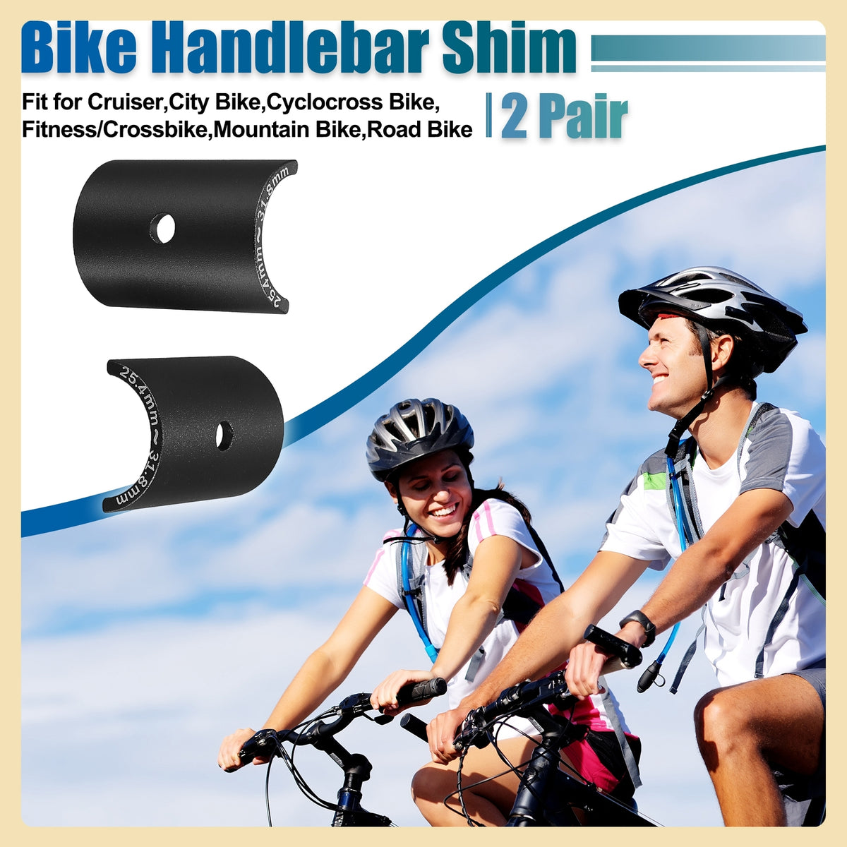 Bike Handlebar Shim 25.4mm to 31.8mm Aluminum Spacer for Bicycle Stems