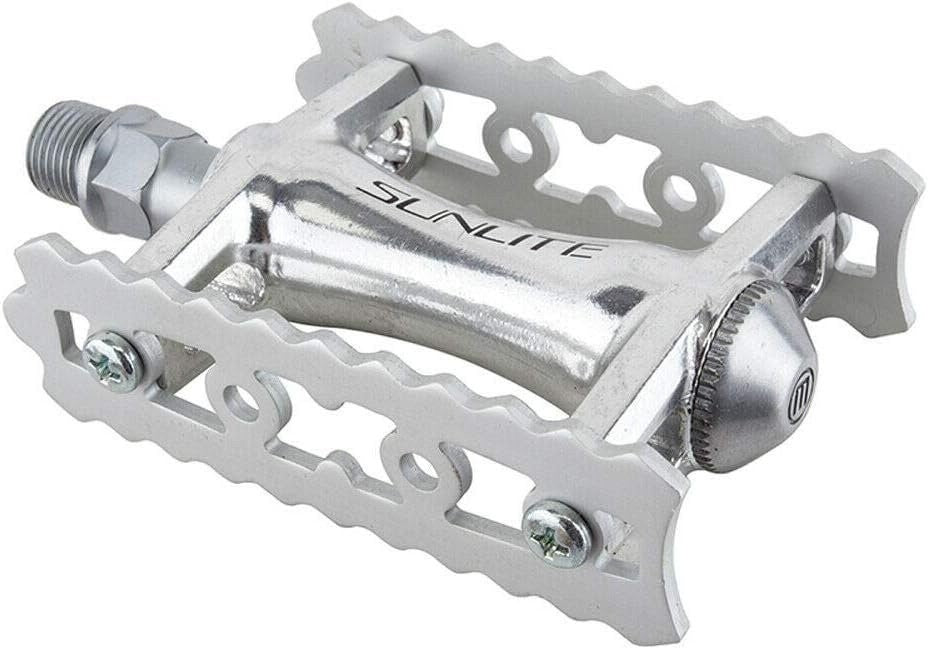 Sunlite Track Sport Pedals - Silver Alloy Cycling Pedals Set of 2