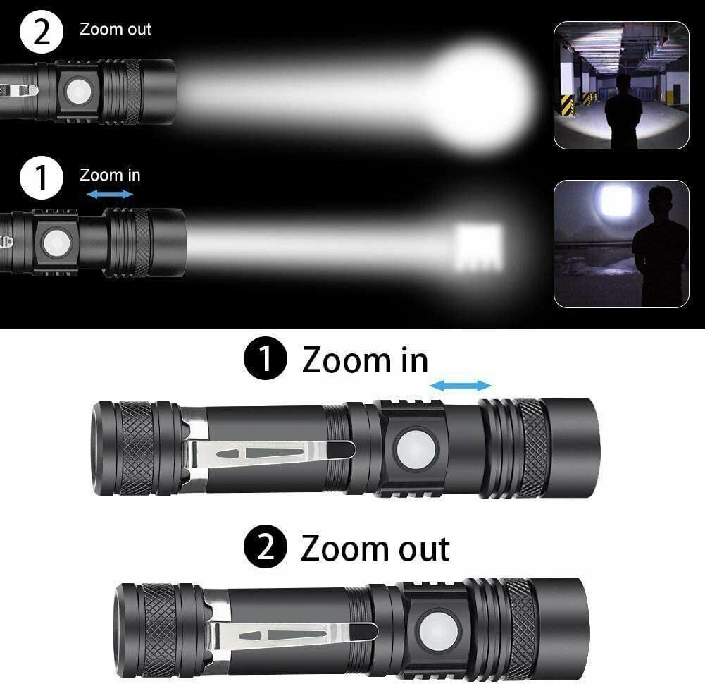 Rechargeable LED Tactical Flashlight 99000000 LM Bright Work Light, 2 Pack