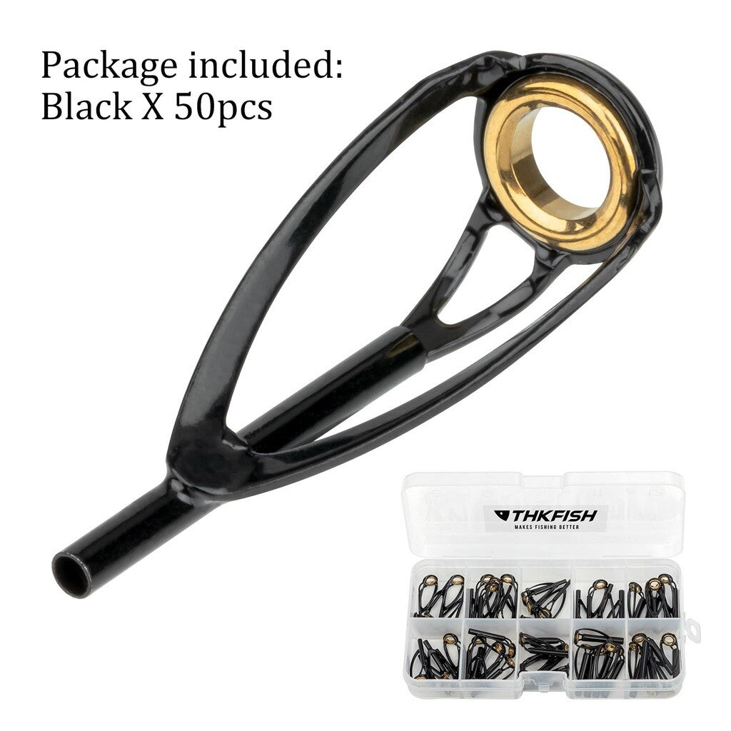 50PCS Fishing Rod Tip Replacement Kit with Box - Multiple Sizes, Tangle-Resistant Guides