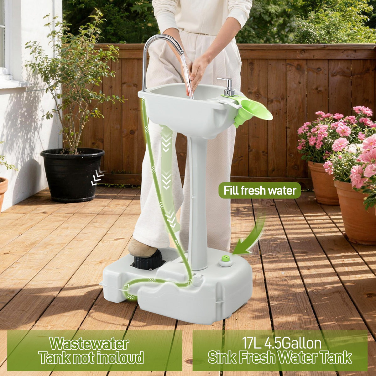 Portable Camping Sink with Water Tank and Foot Pump for Outdoor Use