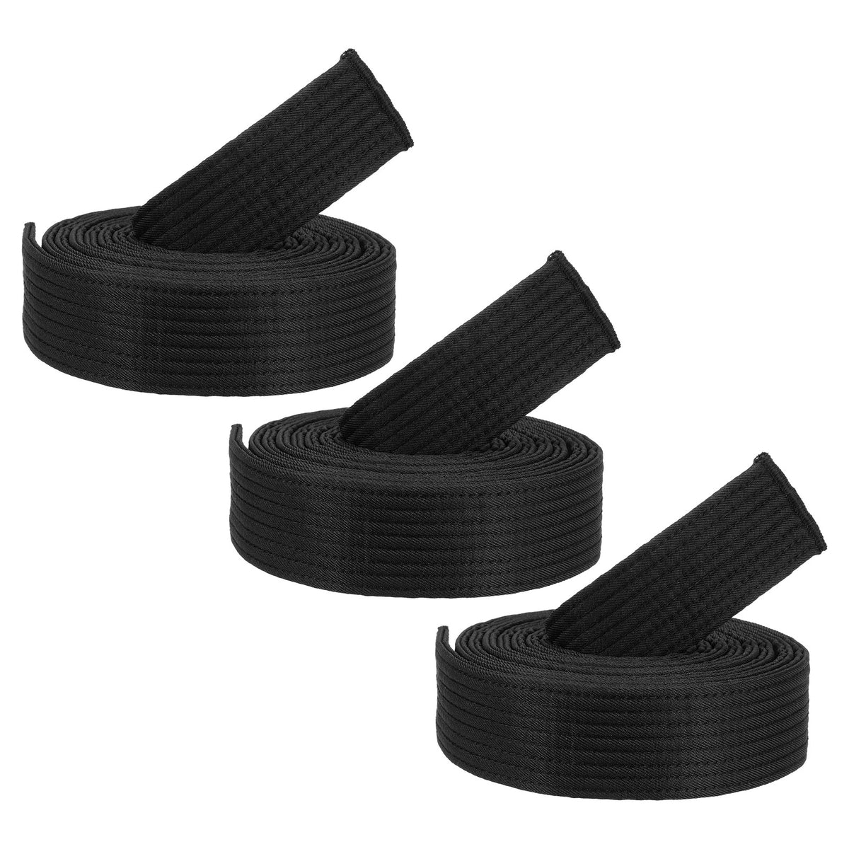 3 Pack Taekwondo Colored Ranking Belts for Competition & Training - Black