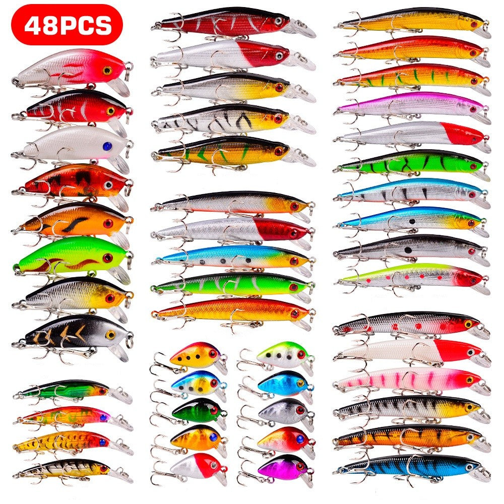 48-Piece Fishing Lure Set, Hard Minnow Baits for Freshwater & Saltwater