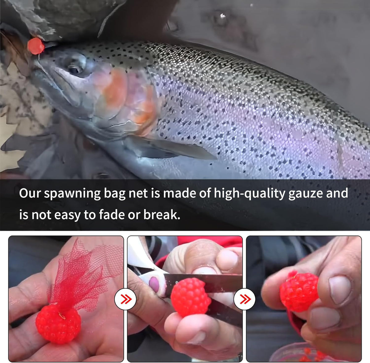72 Ft Fish Spawn Net with 3-Inch Mesh Bait Holder for Catfish and Soft Bait