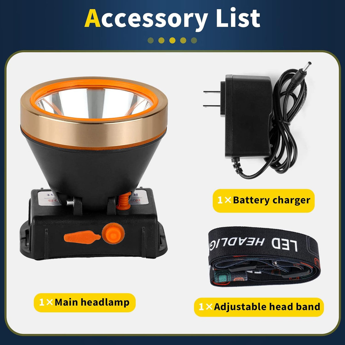 High-Power Rechargeable LED Headlamp for Hunting, Waterproof & Adjustable