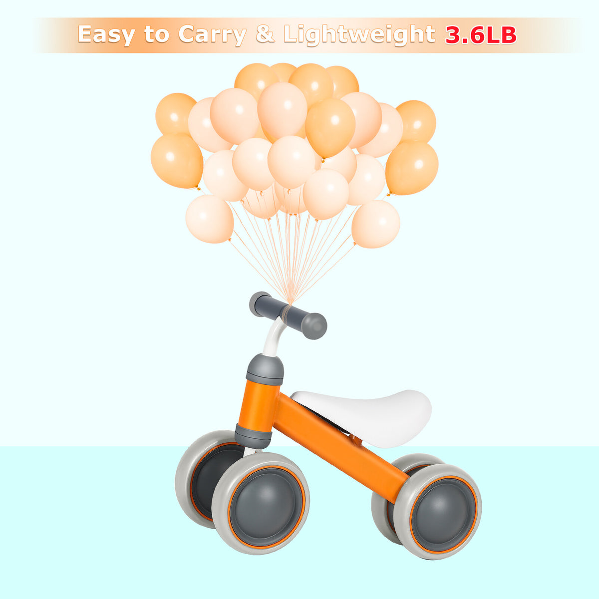 Baby Balance Bike 12-24 Months Toddler First Ride with 4 Wheels, Safe & Sturdy