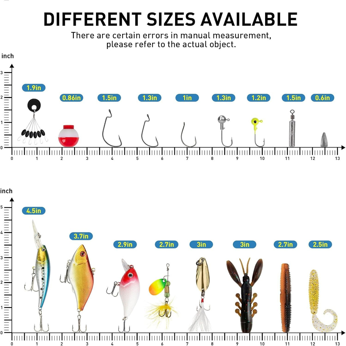 Complete Fishing Tackle Box Kit with Lures and Accessories - Multiple Sizes