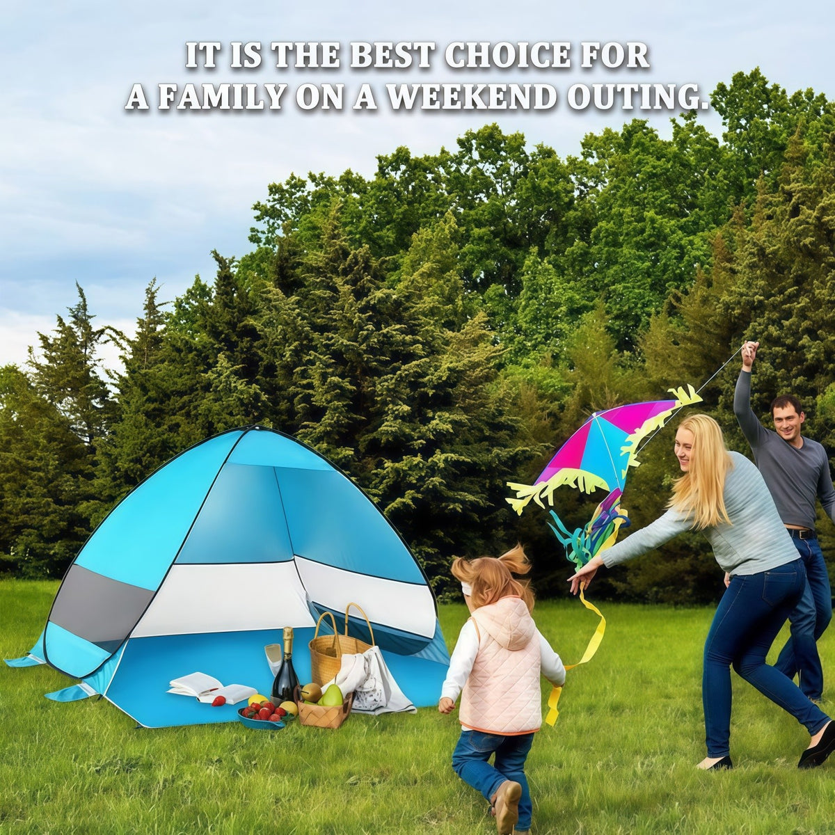 Portable Pop Up Beach Tent Sun Shade Shelter with Carry Bag - UV 50+ Protection