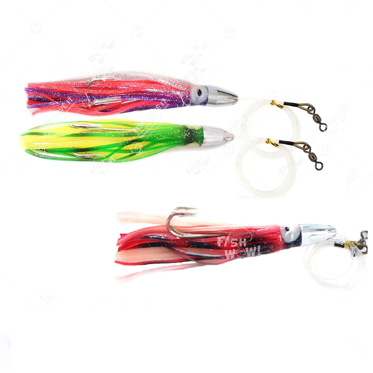 3-Pack 7-Inch Fishing Bullet Jet Head Lures - Saltwater Trolling Baits
