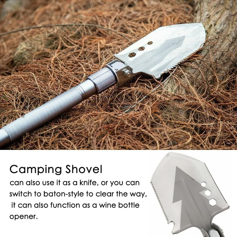 Multifunctional Camping Shovel with Axe Saw Hammer & Accessories - 23-in-1 Portable Folding Spade Kit
