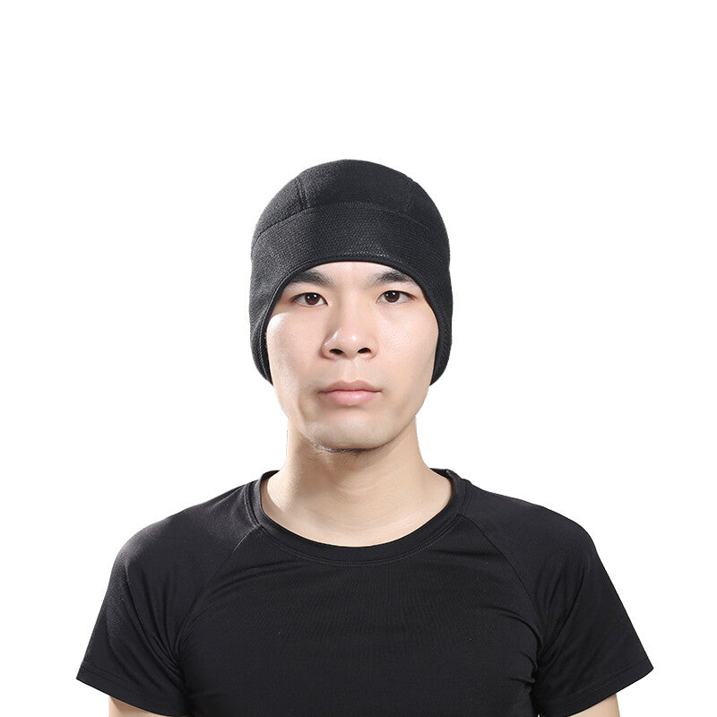 Black Fleece Military Beanie Hat - Windproof Winter Skull Cap, Stretch Fit