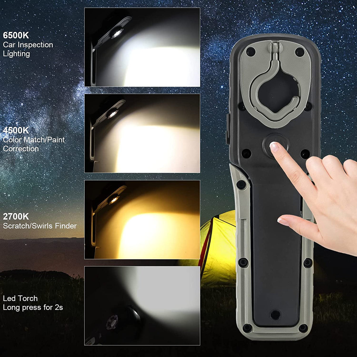 Rechargeable LED Inspection Light with Adjustable Color Temperature