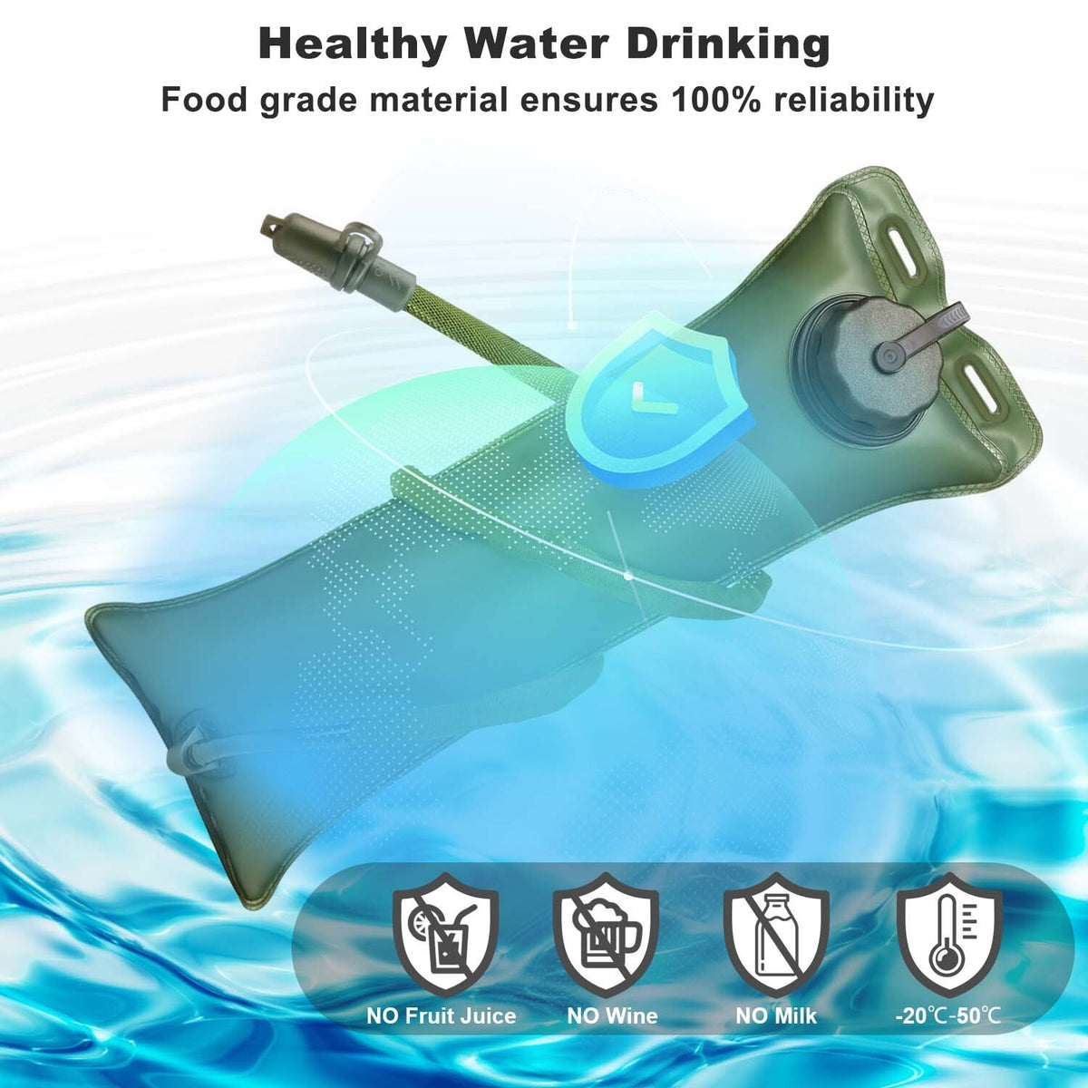 Hydration Bladder Water Reservoir with Drinking Tube for Camping Hiking Biking
