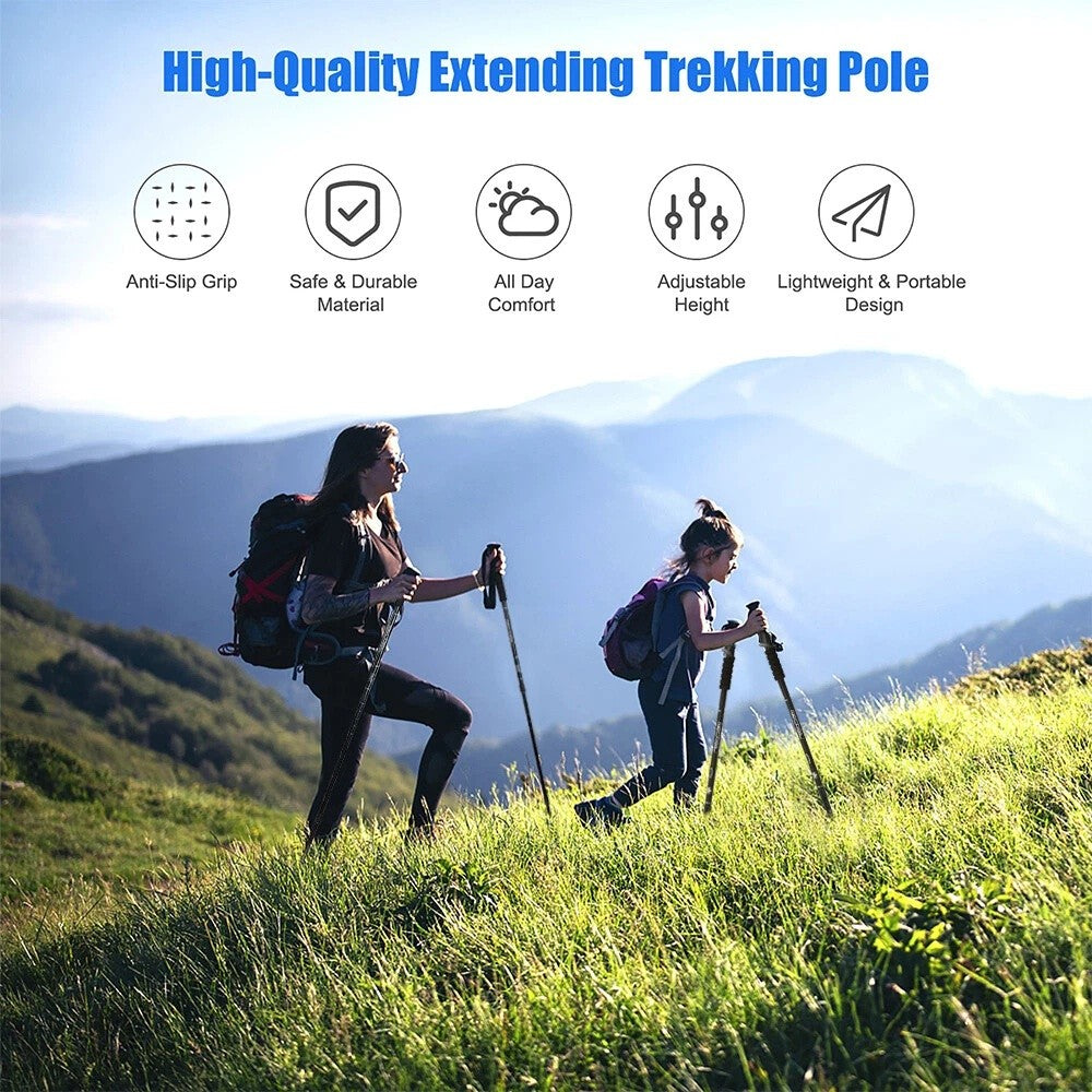 Adjustable Trekking Poles - Lightweight Aluminum Hiking Sticks with Anti-Shock