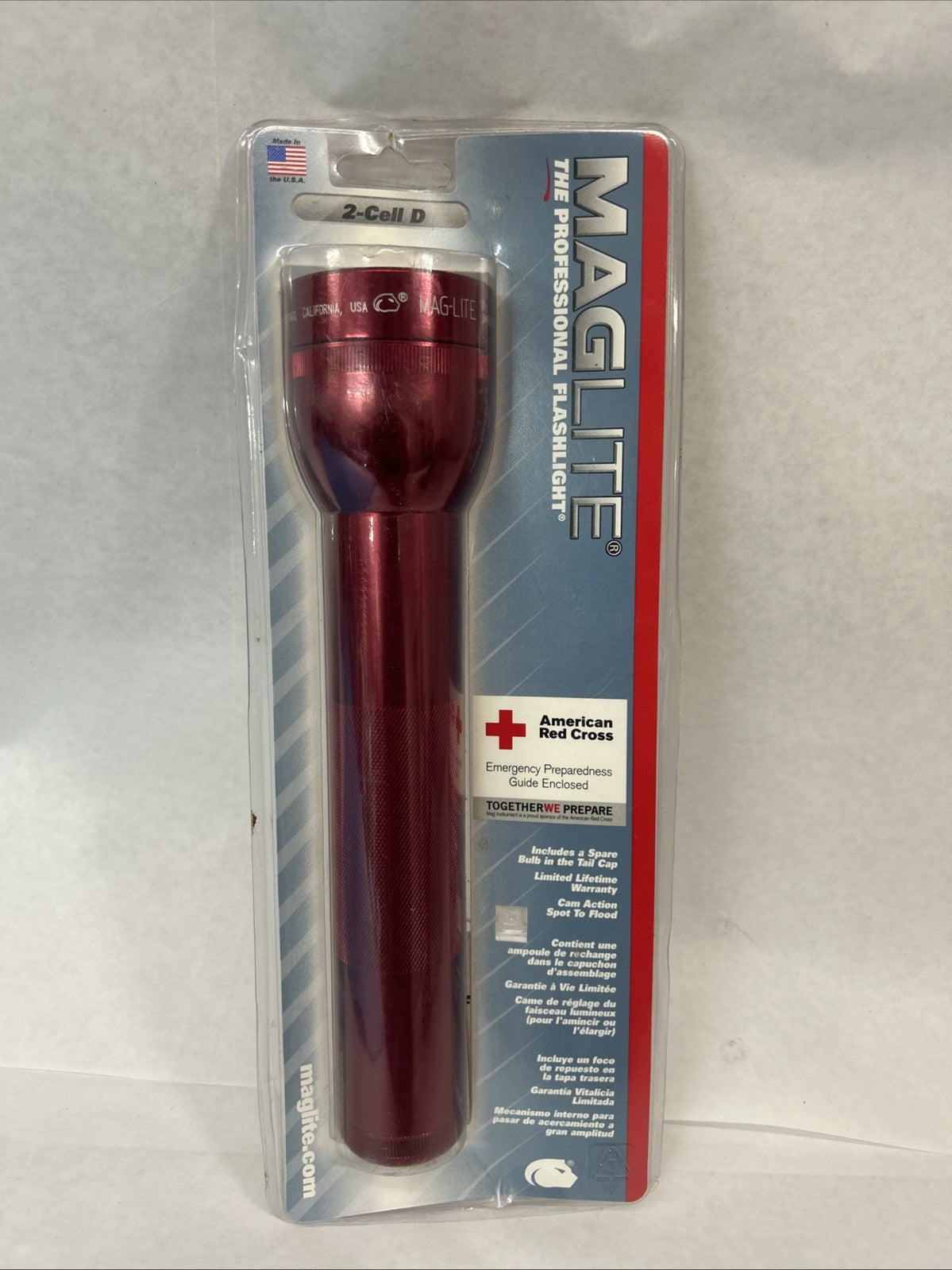 Heavy-Duty Krypton 2 Cell D Flashlight - Red
