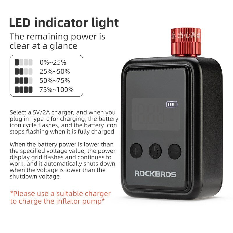 Electric Bicycle Pump 150psi Portable Inflator with Digital LED Display