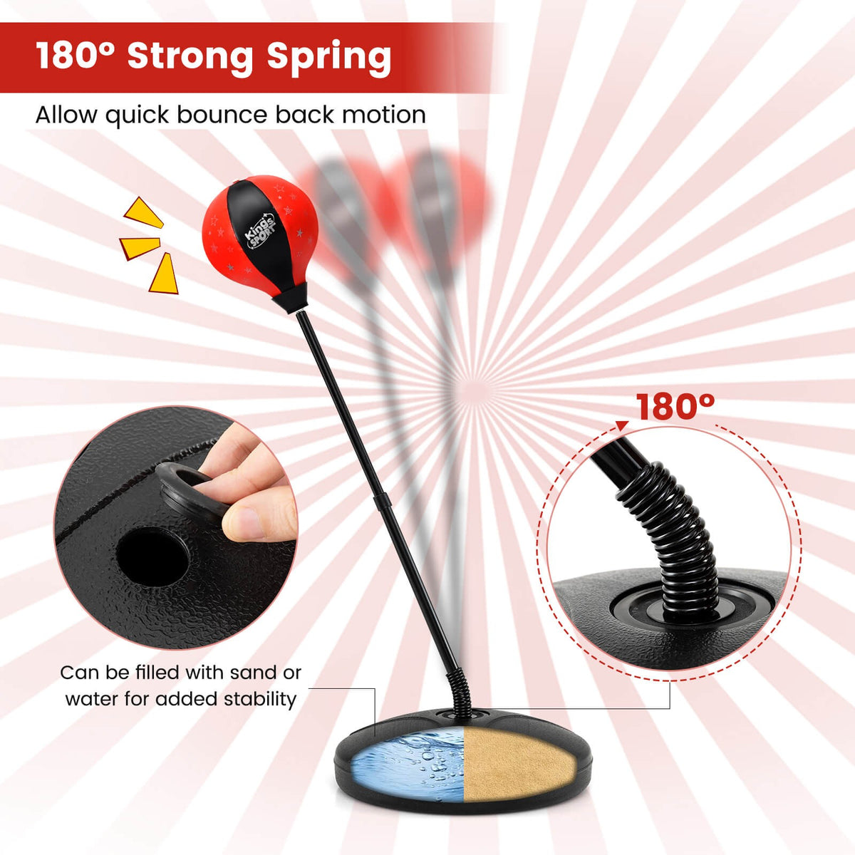 Kids Adjustable Inflatable Punching Bag Set with Stand Boxing Gloves & Pump