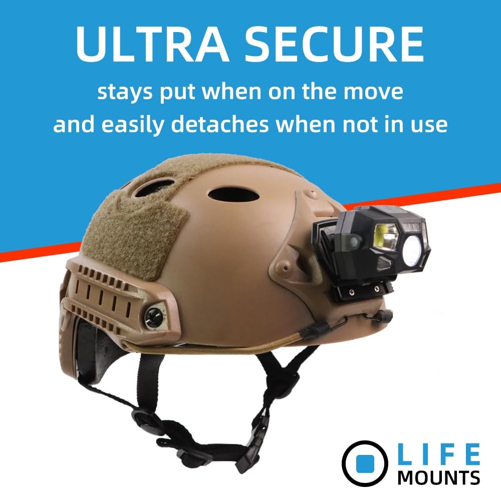 Tactical Helmet Light Flashlight 800 Lumens Hands-Free Waterproof Headlamp