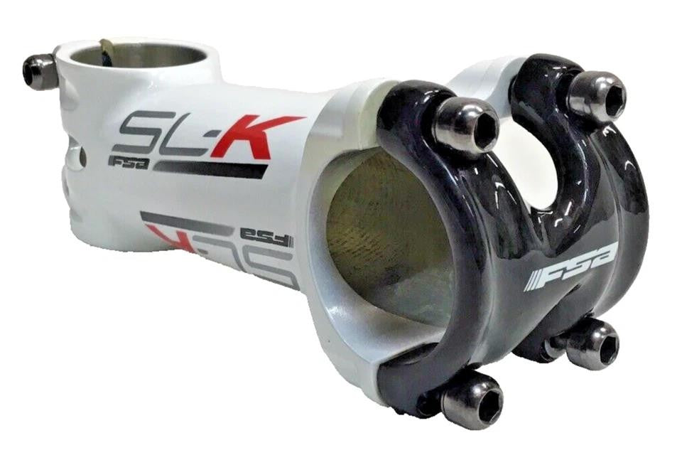 FSA SL‑K Bicycle Stem 100mm 31.8mm Clamp Alloy & Carbon Faceplate White
